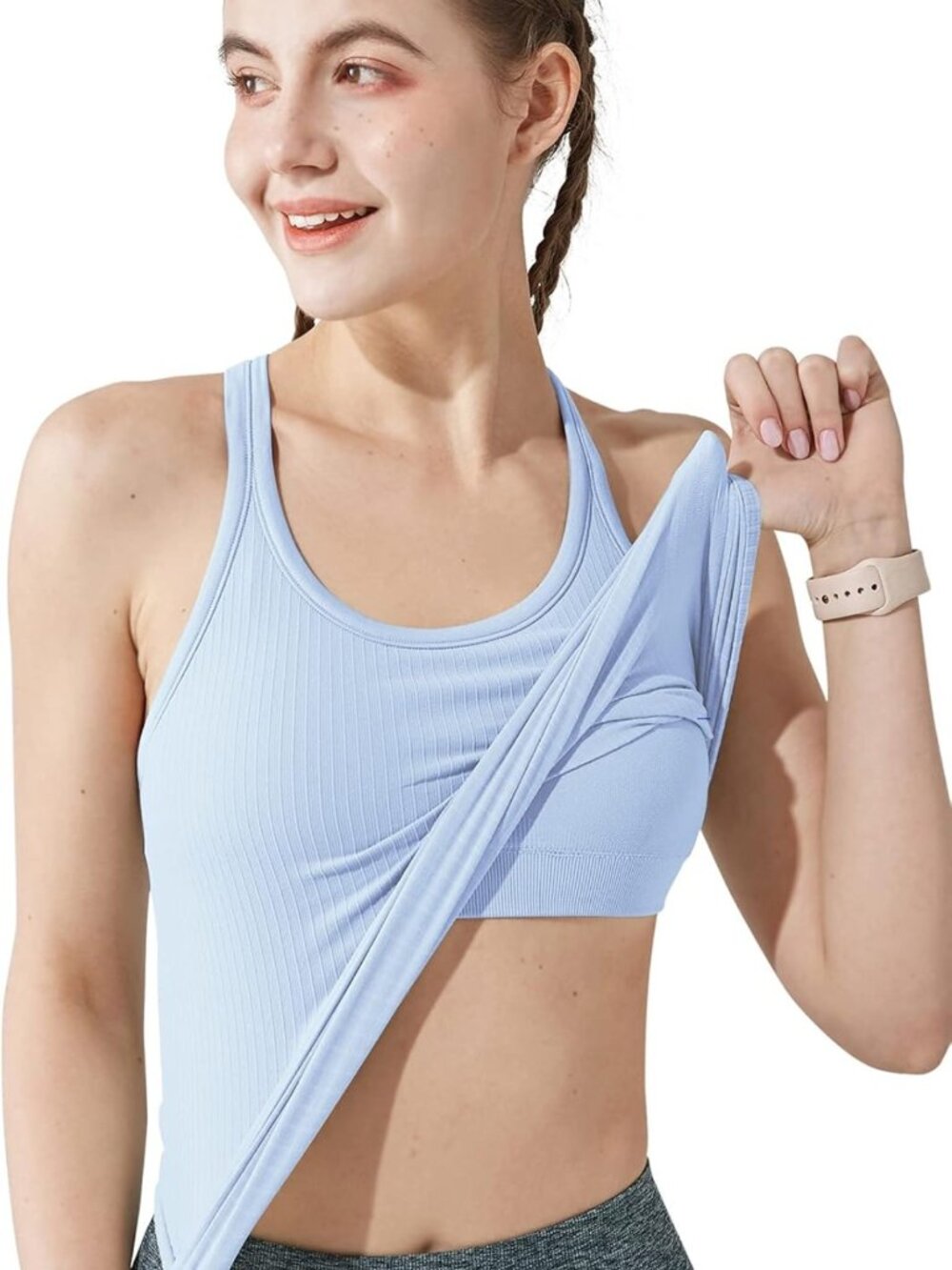 Yoga Racerback Tank Top with Built-In Bra for Women | Padded Sports Bra Fitness